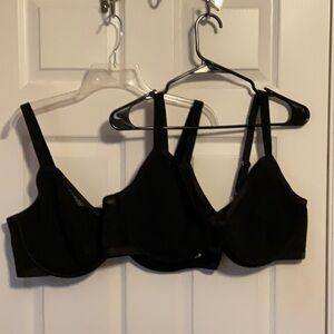 Bundle 2 Pack Auden Women’s Black Lightly Lined Adjustable Straps Bra Size 46D